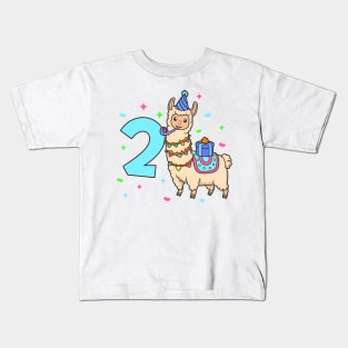 I am 2 with Lama - kids birthday 2 years old Kids T-Shirt